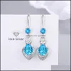 voiture dvr Charme S925 Timbre Sier Boucles D'oreilles Charmes Bleu Rose Blanc Zircon Boucle D'oreille Bijoux Brillant Cristal Gland Cerceaux Piercing Pour Les Femmes De Mariage P Dhkoz