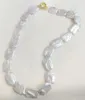 Chaînes 20mm Baroque Rectangle Carré Blanc Gris Couleurs Collier De Perles Réel Naturel D'eau Douce Femmes Bijoux 35cm 43cm 14-17''