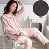 Women Women Sleepar Miękka 100% bawełniana piżama koreańskie pj długie rękawy pijama butdondown Spring Set Ladies Bedgown Nighties za 230228