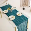 Table Runner Crumpled for Wedding Party Baby Shower Dinning Decoration Polyester Soft Cheesecloth Gauze 230227