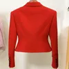 Dames pakken Blazers High Street Est Fashion Designer Jacket Dames Lapel Tuxedo Slim Fitting Red Short Blazer 230228