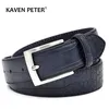 Belts Men Faux Alligator Pattern Designer With Three Colour Choose Split Leather Lining Material Crocodile Belt Free Shipping Z0228