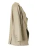 女性のスーツブレザーイーム女性キャメル不規則な大きなサイズブレザー0ネック長袖ルーズフィットジャケットファッション2023年春1DF3116 230228