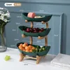 Dishes Plates 23 Tiers Plastic Fruit With Wood Holder Oval Serving Bowls for Party Food Server Display Stand Candy Dish Shelves 230228