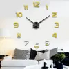Wall Clocks Fashion 3D big size wall clock mirror sticker DIY brief living room decor meetting 230228