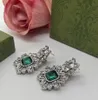 Boucles d'oreilles en cristal de luxe européen et américain plaqué pendentif femmes strass boucles d'oreilles bijoux de mariage Desigenr marque boucle d'oreille en or 18 carats avec boîte