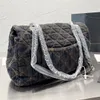 CC Bag Other Bags Womens Quilted Flap Bag Denim Embroidered Designer Shopping Bag Diamond Silver Hardware Chain Shoulder Crossbody Luxury Ladies Large Capacity