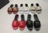 2023 T F Designer tofflor Klassiska sandaler äkta läder modeskor damer tofflor strand plattklack flip flops med dammpås storlek 35-44