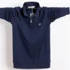 Erkek polos büyük boy 5xl 6xl erkekler polo gömlek saf pamuklu erkek iş rahat erkek polo gömlek Sonbahar uzun kollu stant yaka polo gömlek 230228