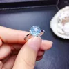 Pierścionki ślubne 2023 EST Unikalne olśniewające fajerwerki pokrój oryginalny naturalny niebo niebieski pierścionek topazowy dla kobiet romantyczny prezent akcesoria biżuterii