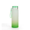 USA SHIP 500ml Bouteille d'eau en verre de sublimation 17oz couleurs dégradées bouteilles en verre givré avec lanières couleurs mélangées pack 50pcs cas315F