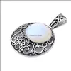 Lockets semi ädelsten Opal Opalite Pendants 40mm Plated Sier Eloy 20mm Cabochon Crystal Women Nalband SMEEXKE 60CM CHAIN ​​DRO DHQP1