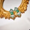 Stud Earrings 2023 Garden Design Luxury Emerald Green Diamond Setting Evening Wear Women's Engagement Wedding Party