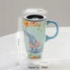 560ml grande tasse à café en céramique animaux tasse de voyage avec couvercle éléphant fait à la main tasse de thé au lait cadeau de noël