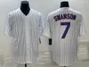 Baseball Jerseys Chicago Dansby Swanson 7 Jesrey White Blue Stripe Color Button Up Men Size S-XXXL Stitched Mix And Match All Jerseys