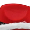 Beralar Noel Baba Partisi Noel Şapkası Hissedilen Batı Kırmızı Kovboy Geniş Brim Cowgirl Caz Kadın Erkekler