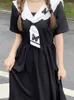 Feestjurken Qweek Japanse Harajuku Sailor kraag kawaii lolita jurk vrouwen preppy stijl ruches boog midi 2023 herfst Koreaanse mode