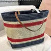 2023 designer New Summer Straw Women Splice Tote Bag Borsa da donna a tracolla Borsa da donna di moda a contrasto di colore
