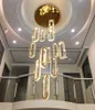 K9 Crystal Chrome Stair LED Chandelier Villa vardagsrum Attic High-Altitude Hanging Lamp Modern Interior Pendant Light