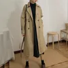 Damen-Trenchcoats, brauner Mantel, Damen-Wintermode, lässig, einfarbig, locker, schmal, langärmelig, einreihig, mit Knopftaschen