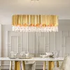 シャンデリア楕円形の豪華な金天井調光照明ポストモダンペンダントラストルストレスハンギングランプの家の装飾ダイニングテーブル