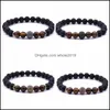 Beaded Mens and Womens Beads Armband Elastic Natural Stone Yoga Volcanic Lava Rock Round Loose Ball Drop Delivery Smycken Armband Dh61C