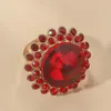 Anéis de casamento Retro Luxo Vermelho Cristal Vidro Abertura ajustável para mulheres Moda Os amantes em forma de flores jóias do anel de dedos