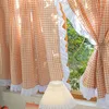 Rideau Yaapeet Country Style Orange Check 2 Pièces Pour Cuisine Porte Cortinas Angleterre Romantique Frontière Rideau Art Home Decorer