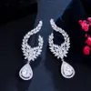 Ear Cuff CWWZircons Luxury Shiny Water Drop Dangle Cubic Zirconia Long Earring for Women High Quality Fashion Party Wedding Jewelry CZ964 230228