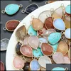 CAR DVR CHARMS 14x27mm Waterdrop Rose Blue Quartz Stone Connector Facetter Gemstone Golden Plated Pendant Women Subuly Making Wholesale Drop DH5FV