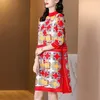 Casual Dresses Female Dress Pleated Mother Temperament 2023 Spring Fashion High-end Foreign Gas Loose Large Long Sleeve Red Skirt