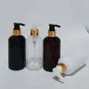 Lagringsflaskor 20 st 250 ml plastdjur med guld aluminium lotion pump klar vit blå svart behållare för flytande tvålduschgel