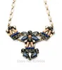 Pendentif Colliers Rétro Vintage Style Européen Magnifique Autriche Bleu Clair Cristal Fleurs Bib Déclaration Collier Pour La Fête De Mariage