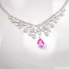 Pendant Necklaces Luxury Crown Necklace 8ct Pear Shaped Pink Diamond Pendnat Women's Banquet Dress Choker Chain Party
