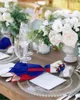 Table Napkin Haiti Flag Wood Grain Blue Red 4/6/8pcs Cloth Decor Dinner Towel For Kitchen Plates Mat Wedding Party Decoration