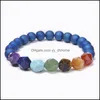 Bracciale con fili di pietra perline da donna Energy Ncing Yoga Perline di pietre preziose sfaccettate 7 Chakra Healing Elastic Stretch Bangle Gioielli Drop De Dh3Mr