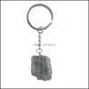 car dvr Keychains Lanyards Natural Rough Stone Quartz Keychain Ring For Women Men Handbag Hangle Car Key Holder Mineral Keyring Jewelry Dr Dh89B