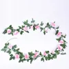 Decorative Flowers 16 Heads Artificial Flower Garland Christmas Wedding Home Room Decoration Garden Arch DIY Wall Fake Plant Rose Leaf Vines