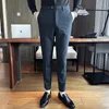 Herenbroek Hoge kwaliteit PANTALONES HOMBRE Spring Business Formele slijtage Striped pak voor mannen Kleding 2023 Slim fit Casual broek