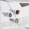 Cluster Rings Rec Purple Lapis Lazi Stone Abalone Shell Fashion Inner Dia 1.7Cm Gold Color Brincos Pendientes Jewelry For Women Drop Dhgop