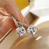 Stud Earrings Brand Design Luxury Cushion Cut Diamond S925 Sterling Silver 2 Carat Square For Women