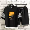 Herrspårar Summer Men's Casual Suit 2022 New Harajuku Shorts Track and Field T-Shirts Men's Hip-Hop Street Clothes Sweaters Fashion Prints Z0224