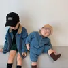 Tute Autunno Inverno Toddler Boy Abbigliamento Bambini Baby Girl Boy Denim Pagliaccetto Tuta manica lunga Tutina Outfit Abbigliamento Set 230228