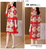 Casual Dresses Female Dress Pleated Mother Temperament 2023 Spring Fashion High-end Foreign Gas Loose Large Long Sleeve Red Skirt