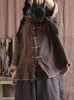 Kadın Ceketleri Johnature Kadınlar Vintage Keten Düz Renk Düğmesi Orijinal Çin tarzı kıyafetler 2023 Sonbahar Uzun Kollu Katlar
