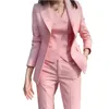 Dames pakken blazers mode dames zakelijke kleurpakken broek waistcoat domans roze blazers jas broek vest set 230227