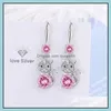 fascino dvr per auto S925 timbro orecchini placcati sier tigre charms zircone orecchino gioielli blu rosa bianco cristallo lucido cerchi piercing per le donne mer Dhy1F