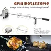 Outils Accessoires 4W 120CM Automatique Électrique Barbecue Grill Rotisserie Pièces Moteur Broche Rôtissoire Tige Fourche Camping En Plein Air Barbecue