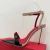 Sandali di moda tacchi a spillo da donna scarpe vestito di alta qualità brevetto di alta qualità da 11 cm caviglia alla caviglia fibbia in metallo designer di lusso scarpe da sposa estate