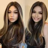 Synthetische Perücken Easihair Brown Lace Front Wig Long Wellig Blonde Highlight Naturhaar für Frauen mit Baby Frontal High Density 230227